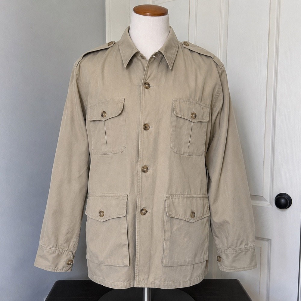 Banana‎ Republic Safari Jacket Mens 48 Tan Cotton Vintage Mill Valley Japan